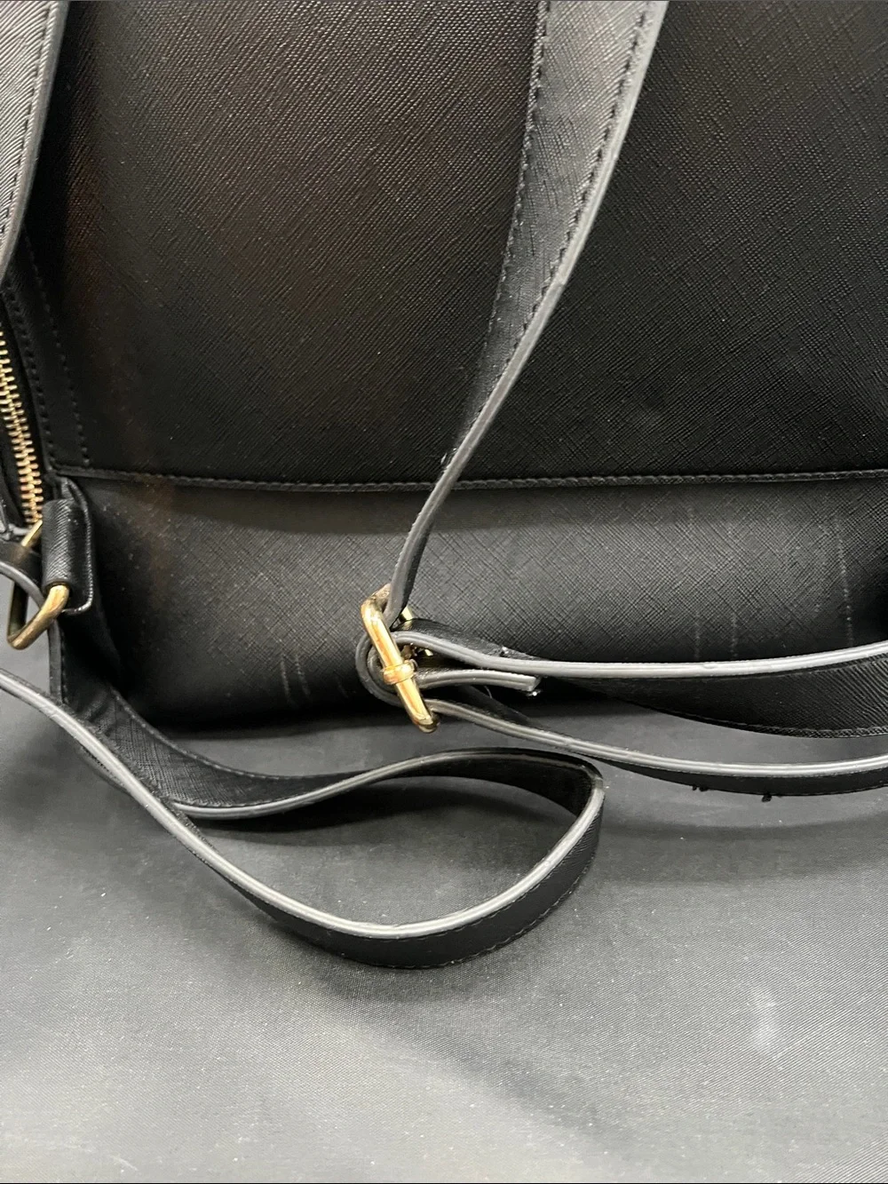 Calpak Black Faux Leather Backpack with Gold Hardware